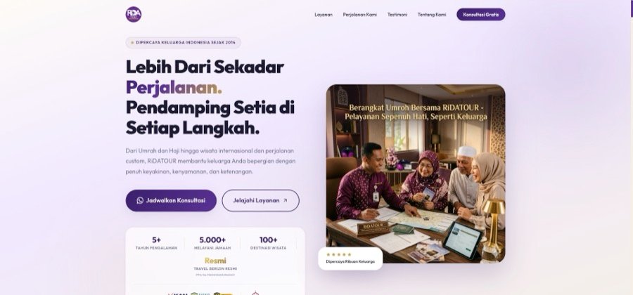 Tampilan Travel Conversion Landing Page